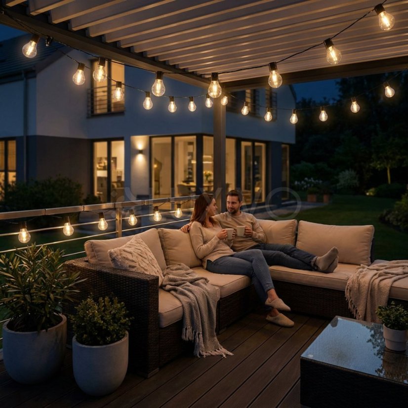 Girlanda solárna záhradná 30x LED dekoratívna žiarovka 10, 7m 2700K teplá LUMILED