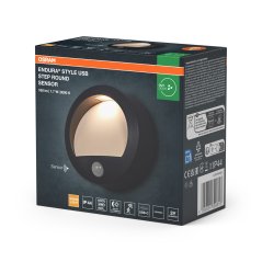 Vonkajšie nástenné svietidlo LED so senzorom pohybu a súmraku 1, 7W 70lm 3000K teplá sivá IP44 USB-C Endura Osram