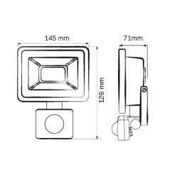 LED reflektor 20W 1600lm 3000K čierny so senzorom pohybu a súmraku GOLDLUX (Polux)
