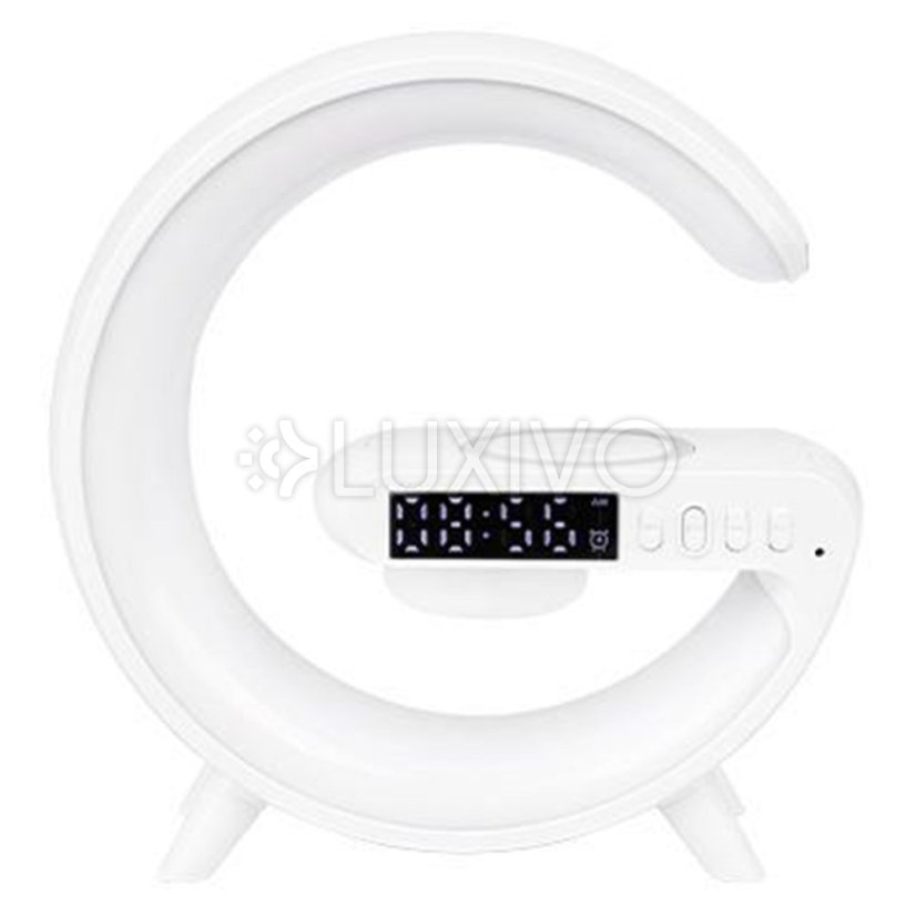 Stolová LED lampa 3W 420lm RGB s akumulátorom herná indukčná nabíjačka reproduktor Bluetooth vypínač ON/OFF biela Masterled