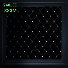 Vianočná led svetelná sieť vonkajšia - 240led - 3x3 m teplá biela