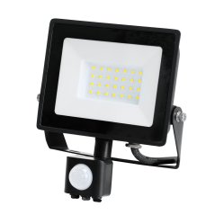 Vonkajší záhradný LED reflektor 30W 2505lm 6500K studený 120° so senzorom pohybu IP44 IK05 čierny MHC Kobi