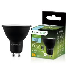Žiarovka LED GU10 reflektor PAR16 8W = 80W 800lm 6500K studená 120° čierna LUMILED