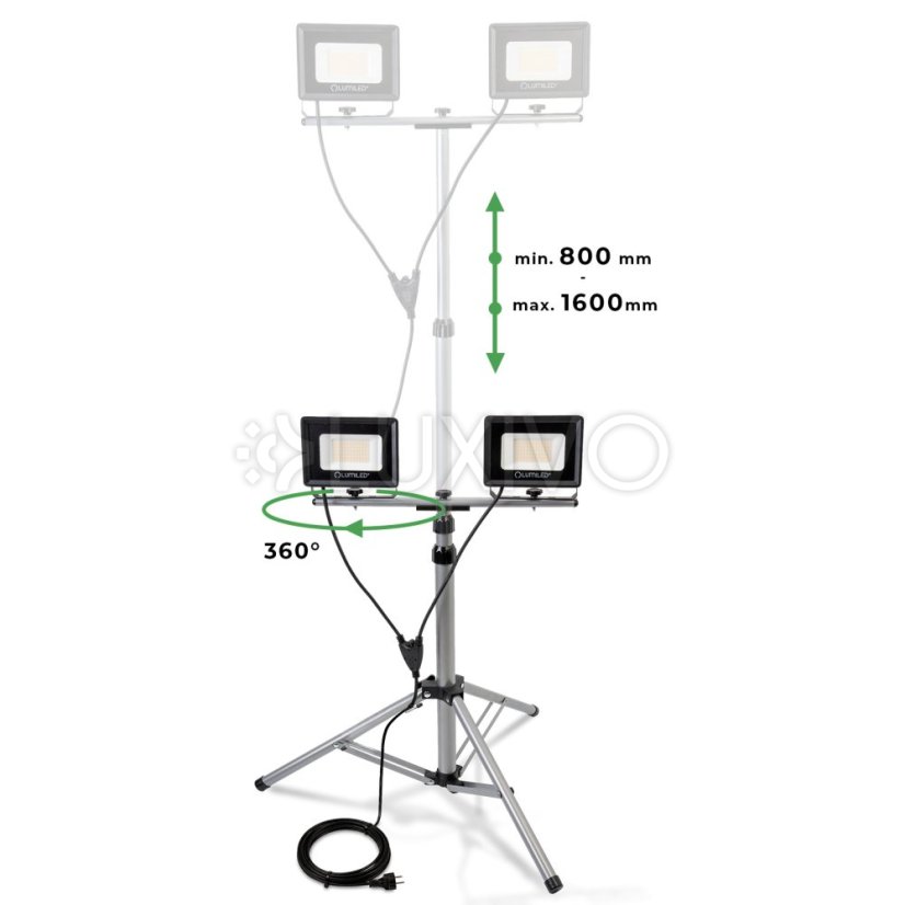 Reflektor LED Halogén lampa 2 x 50W na statíve GLAREX 4000K LUMILED