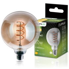 LED žiarovka E27 guľa G125 6W = 50W 660lm 2200K teplá 360° dymená filament LUMILED