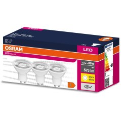 3PAK LED žiarovka GU10 6,9W = 80W 575lm 2700K Warm 36° OSRAM VALUE