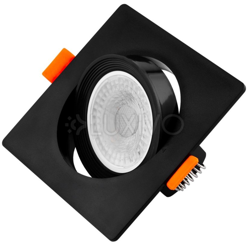 Halogénové svietidlo na zapustenú montáž Pohyblivé štvorcové čierne GU10 MR16 VENTUS Lumiled
