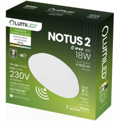 LED plafón na povrch 18W NOTUS 2 Round Motion Sensor IP44 33 cm LUMILED