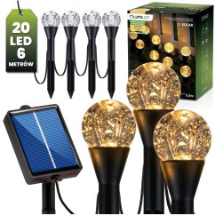 Solárna záhradná girlanda 20LED zapichovacia 5, 80m HAKON Lumiled