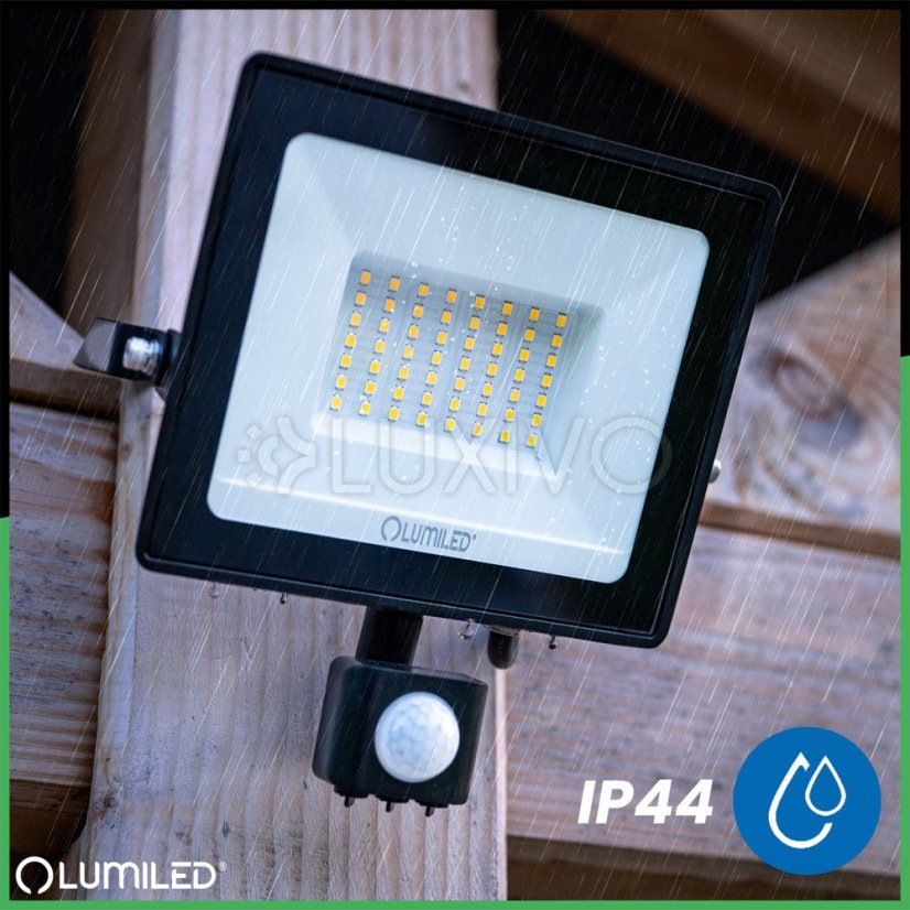 LED reflektor ZUNA2 50W 4500lm 6500K IP44 Black Senzor pohybu LUMILED