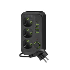 Sieťový predlžovač 3x zásuvka s ochranou 4x USB USB-C vypínač 1, 5m Linea Pro Kobi