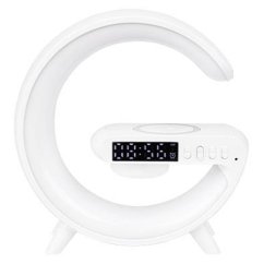 Stolová LED lampa 3W 420lm RGB s akumulátorom herná indukčná nabíjačka reproduktor Bluetooth vypínač ON/OFF biela Masterled