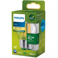 LED žiarovka E27 Ball P45 2,3W = 40W 485lm 210lm/W 2700K Warm 300° CLASS A UltraEfficient Philips