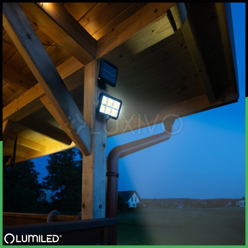 Solárne reflektory LED Halogénová záhradná lampa 6500K IP65 Senzor pohybu a súmraku DECRO LUMILED