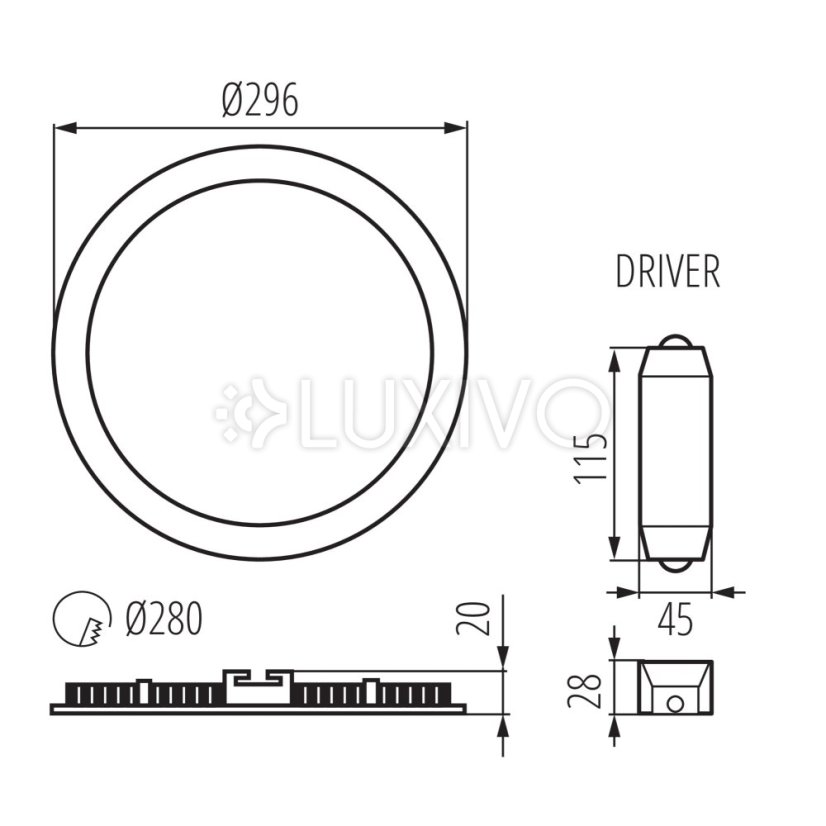 Zapustené bodové svietidlo LED 24W 1680lm 4000K neutrálna biela 110° okrúhle ROUNDA