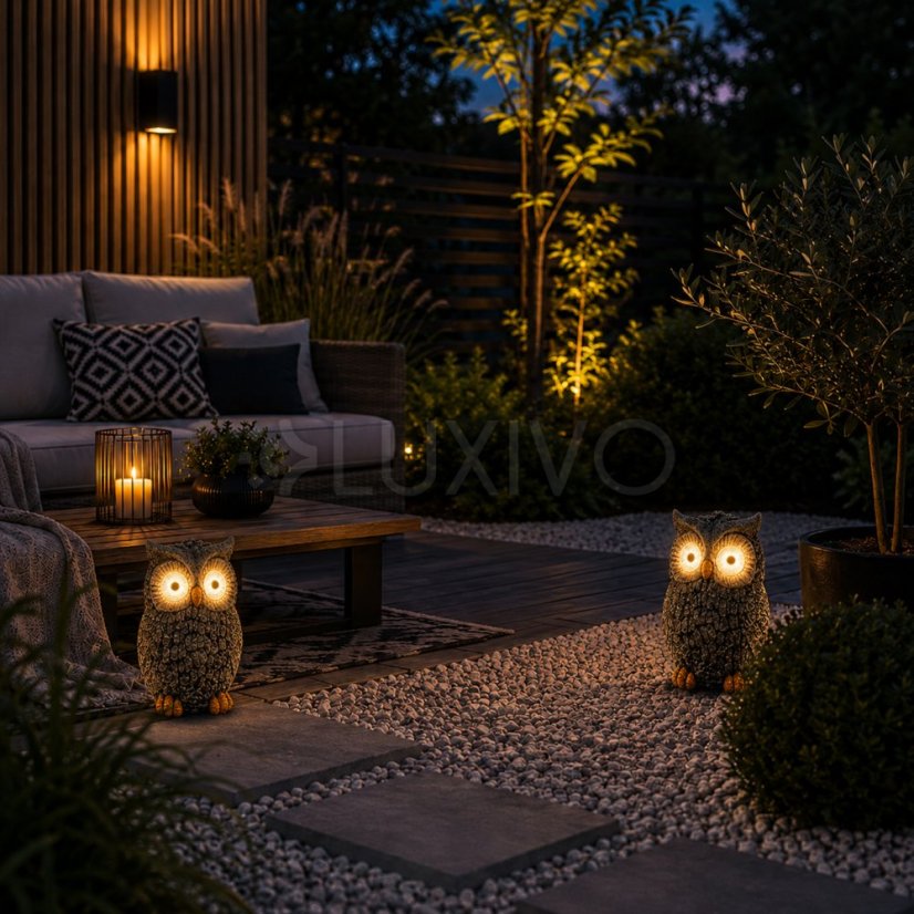 Solárna záhradná lampa LED sova dekoratívna figúrka 3000K MALVA IP44 Lumiled