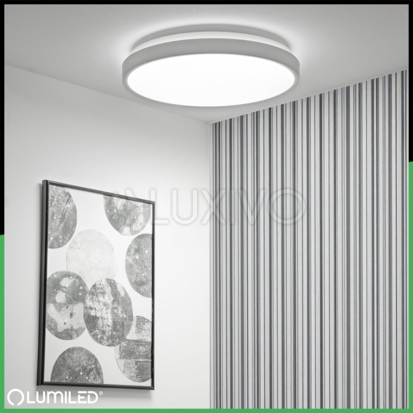 LED stropný plafón s povrchovou montážou 36W 4000K CELIS Round IP44 White Ring ALS LUMILED