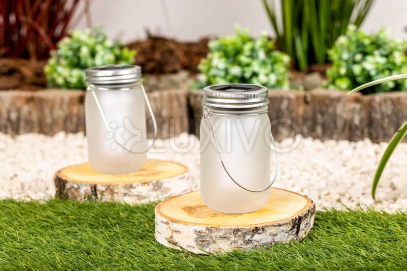 Záhradný lampáš LED Solar Jar Flame 13cm