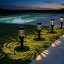 5x Solárna záhradná lampa LED 2700K zapichovací stĺpik priehľadný CAREX LUMILED