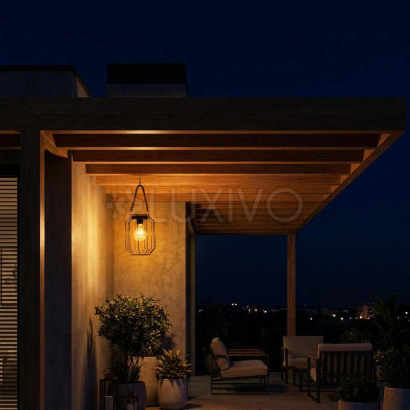 Solárna záhradná lampa LED závesná lampáš DORA IP44 3000K LUMILED