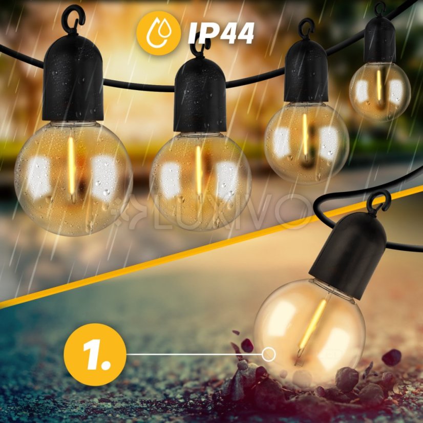 Solárna záhrada Girland 20x LED dekoratívne gule 11,58 m 3000K Warm LOVO LUMILED