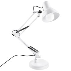 Kresliarska stolová lampa E27 TOBI biela Lumiled s držiakom na dosku