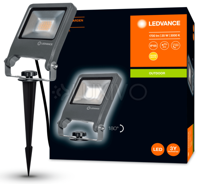 LED reflektor 20W 1700lm 3000K teplý IP65 sivý LEDVANCE GARDEN Flood Endura Drivable