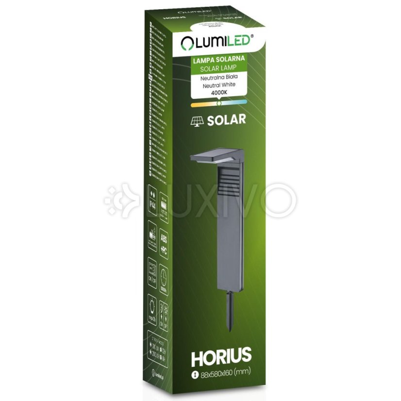 41cm HORIUS HORIUS 4000K IP44 LUMILED Solárne záhradné pólové LED svetlo