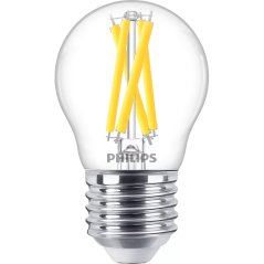 LED žiarovka E27 Ball P45 3,4W = 40W 470lm 2200-2700K Warm CRI90 FILAMENT Dimmable WarmGlow Philips