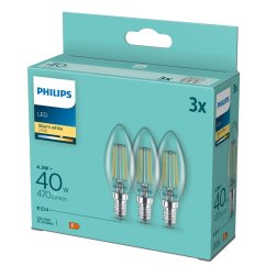 3x LED žiarovka E14 Candle B35 4,3W = 40W 470lm 2700K Warm FILAMENT Philips