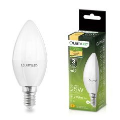 Žiarovka LED E14 Sviečka B35 2, 5W = 25W 275lm 3000K teplá 180° LUMILED