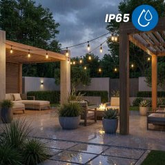 Solárna záhradná girlanda 15x LED ozdobné žiarovky 10, 4m 2700K teplá + diaľkové ovládanie SOLENA LUMILED