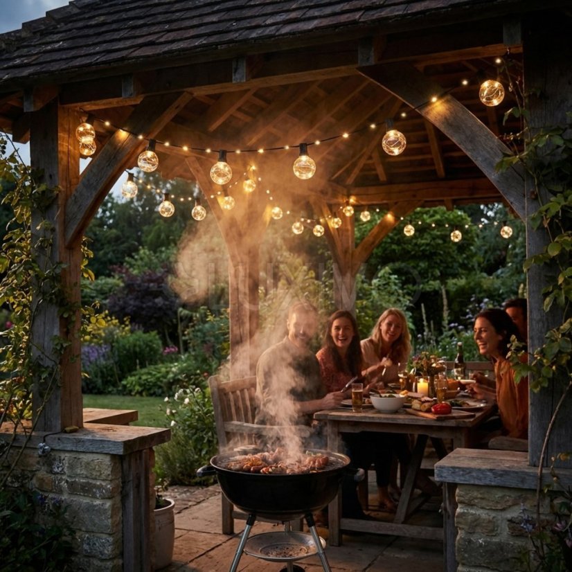 Záhradná solárna girlanda 20x LED dekoratívne žiarovky 10, 55m 3000K teplá + diaľkové ovládanie AURA LUMILED