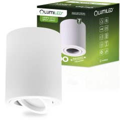 Nástenné prisadené halogénové bodové tubusové svietidlo otočné LUNDO GU10 LUMILED okrúhle biele 80mm