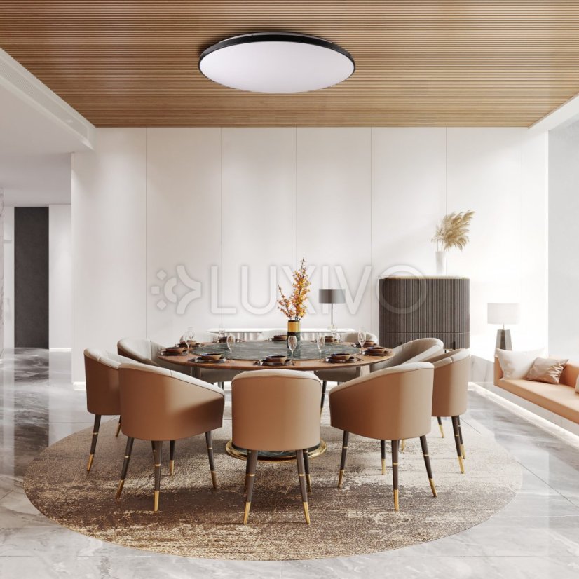 Plafón LED svietidlo stropné 80W 9200lm CCT 120° biely čierny diaľkový ovládač stmievateľná Kern Sanico Goldlux