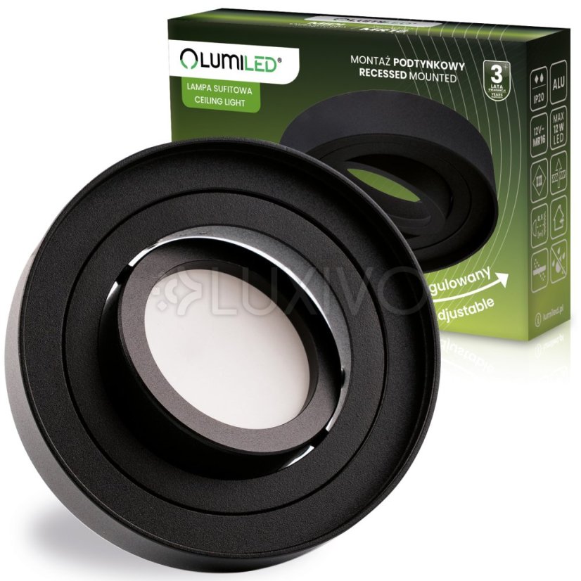 Svietidlo HALOGEN TUBA SPOT na zapustenú montáž Midi GU10 Lumiled Round Black 20mm