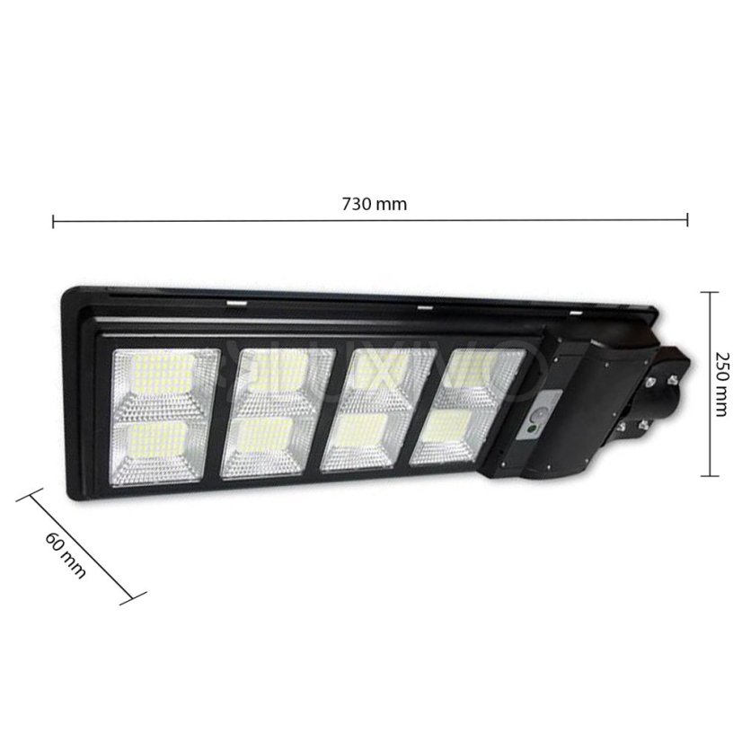 LED solárna pouličná lampa - 360W - 6000K + pohybový a súmrakový senzor + Ovládač - čierna