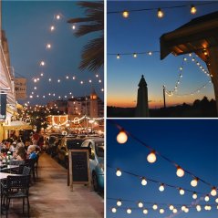 Solárna záhradná girlanda - 30x LED dekoratívne gule 10,6 m - teplé svetlo 3000K - LUMILED