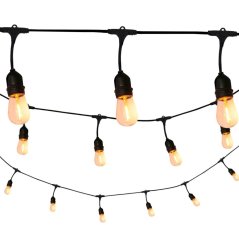 Záhradná vonkajšia girlanda 6W 2200K teplá 10 x E27 čierna IP44 PARTY