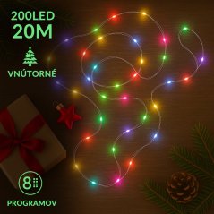 Vianočná SMART Led svetelná mikro reťaz vnútorná - 200led - 20m Multicolour