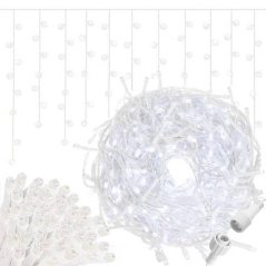 Vianočná led svetelná záclona na spájanie vonkajšia flash - 500led - 20m - studená biela / studená biela