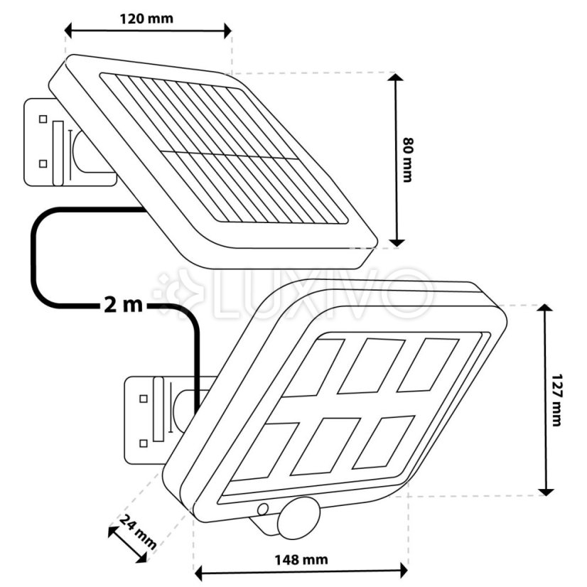 Solárne reflektory LED Halogénová záhradná lampa 6500K IP65 Senzor pohybu a súmraku DECRO LUMILED