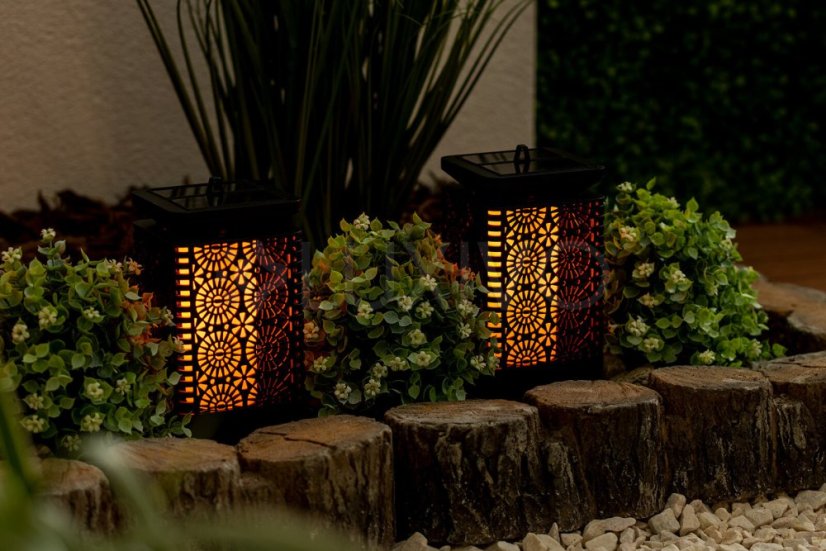 Záhradný lampáš LED Solar Decorative Flame Square 17cm