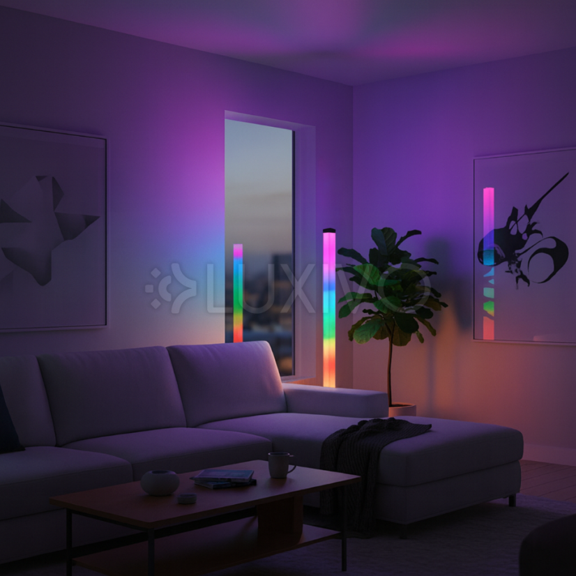 Stojacia lampa podlahová 10W RGB 6500K LED 250lm 360° 150cm čierna diaľkové ovládanie Videx