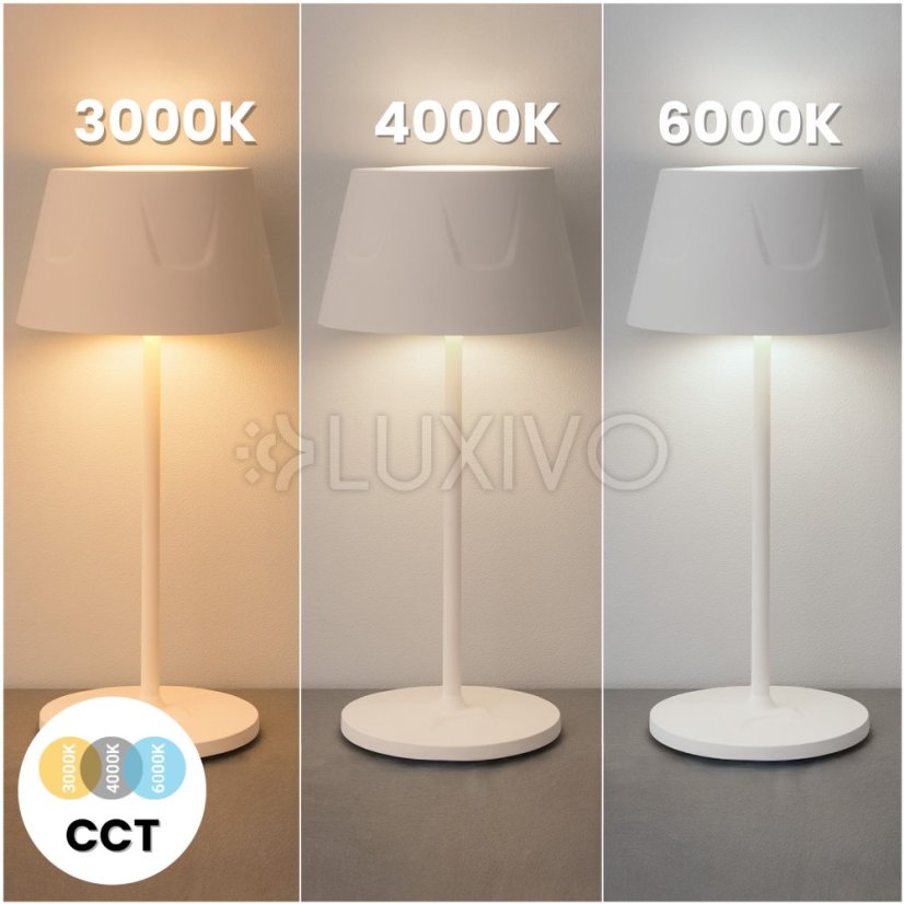 Záhradná LED stojaca dekoratívna stolová nočná USB stmievateľná dotyková biela FIORA LUMILED