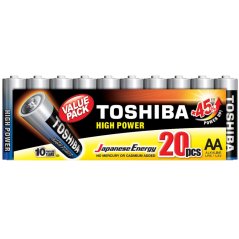 Alkalické batérie TOSHIBA HIGH POWER LR6 AA 1,5V PACK 20ks