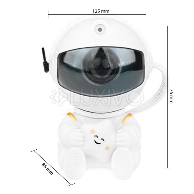 Nočná dekoratívna LED lampička projektor hviezd 5W RGB 170° vypínač On/Off biela astronaut detská Masterled