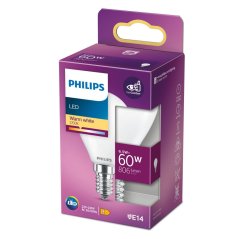 LED žiarovka guľová E14 P45 6,5W = 60W 806lm 2700K teplé vlákno Mlieko PHILIPS