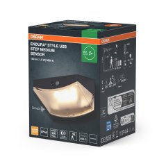 Vonkajšie nástenné svietidlo s LED senzorom pohybu a súmraku 1, 5W 120lm 3000K teplá sivá IP44 USB-C Endura Osram