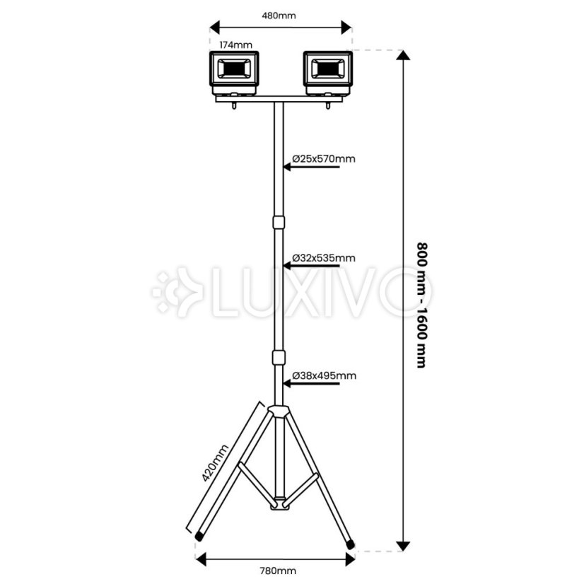 Reflektor LED Halogén lampa 2 x 50W na statíve GLAREX 4000K LUMILED